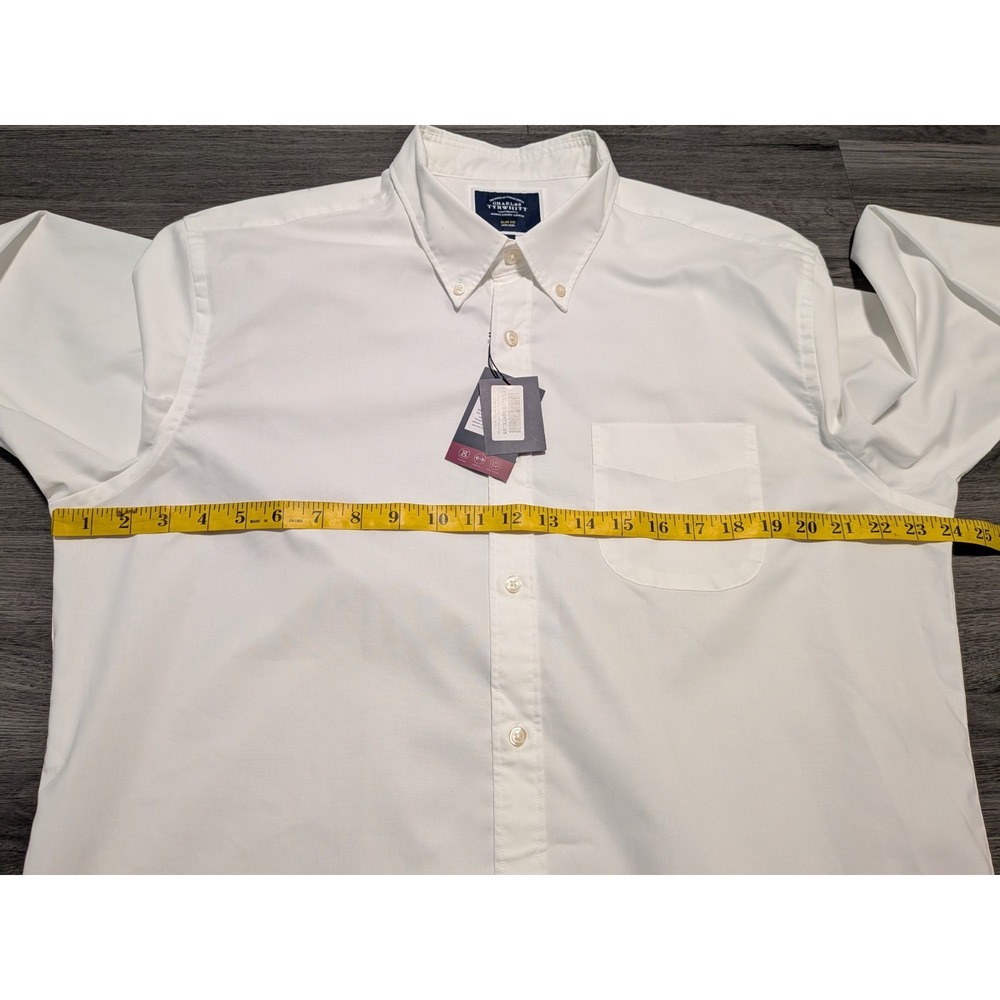 NWT Charles Tyrwhitt Men's White Non‎ Iron Stretch Poplin Slim Fit Shirt Size XL - Picture 7 of 9